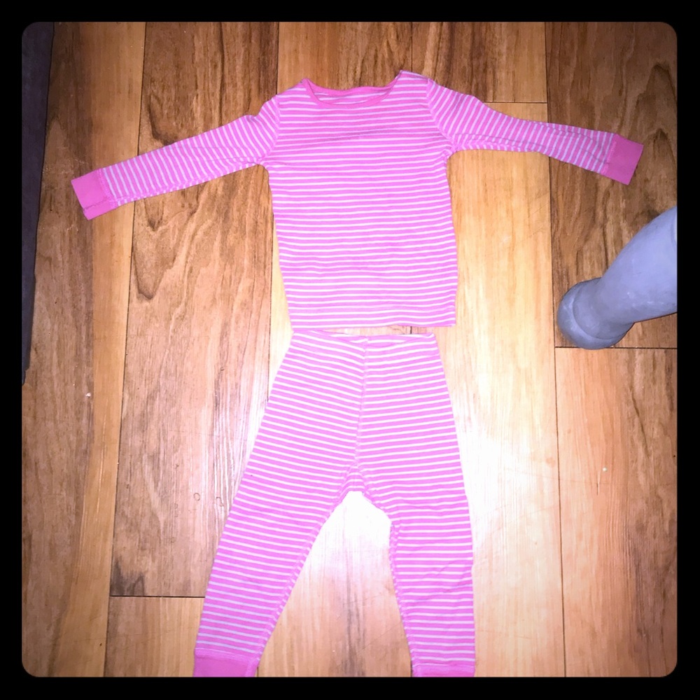 Pink and white stripped matching pajama set